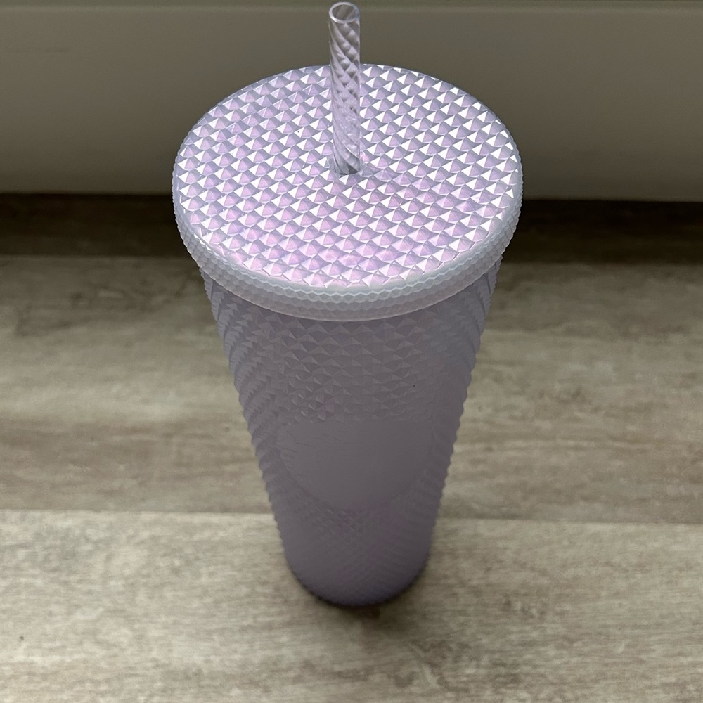 NWT Starbucks 2021 Studded Winter Holiday Icy White Lilac 24oz Bling Tumbler